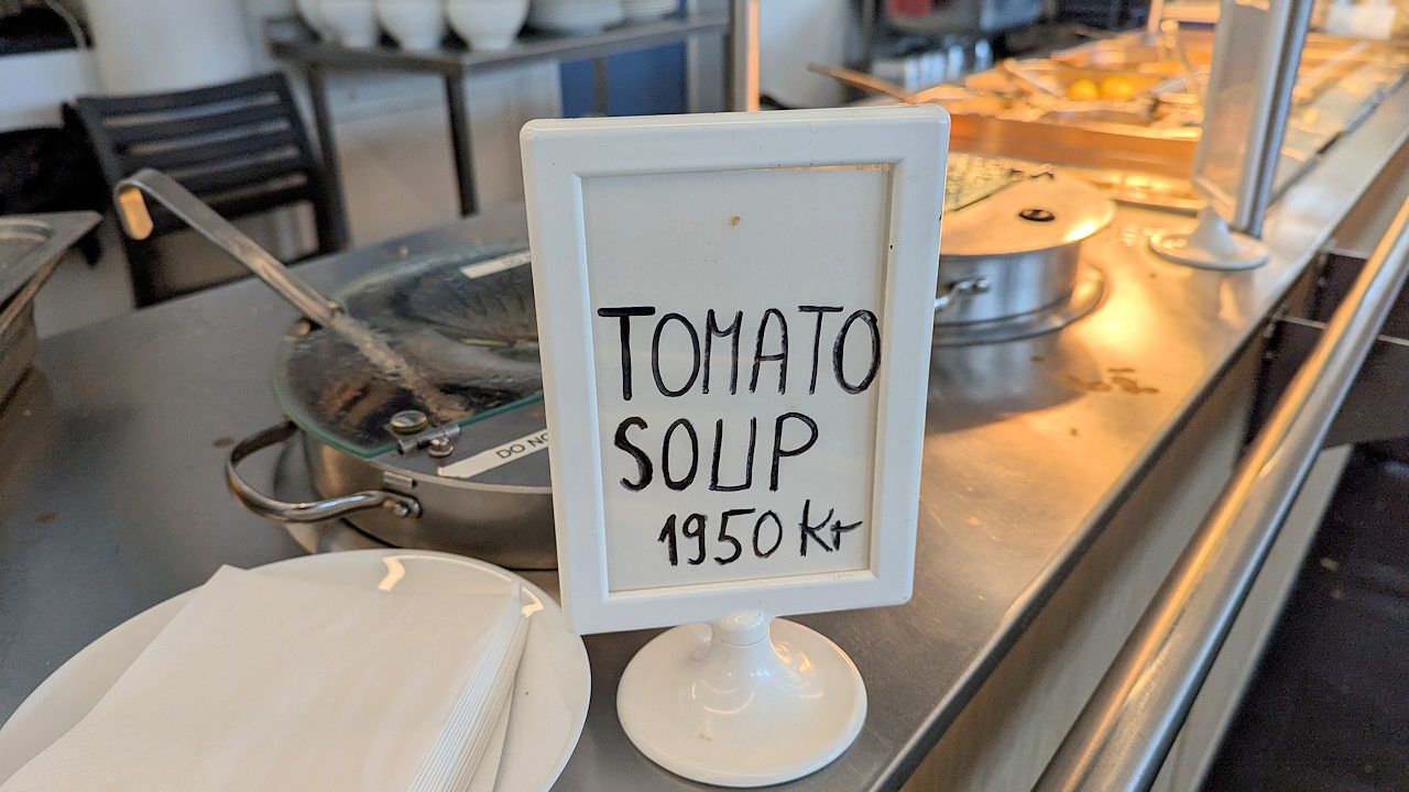 Schild für Tomatensuppe 1950 ISK in Island